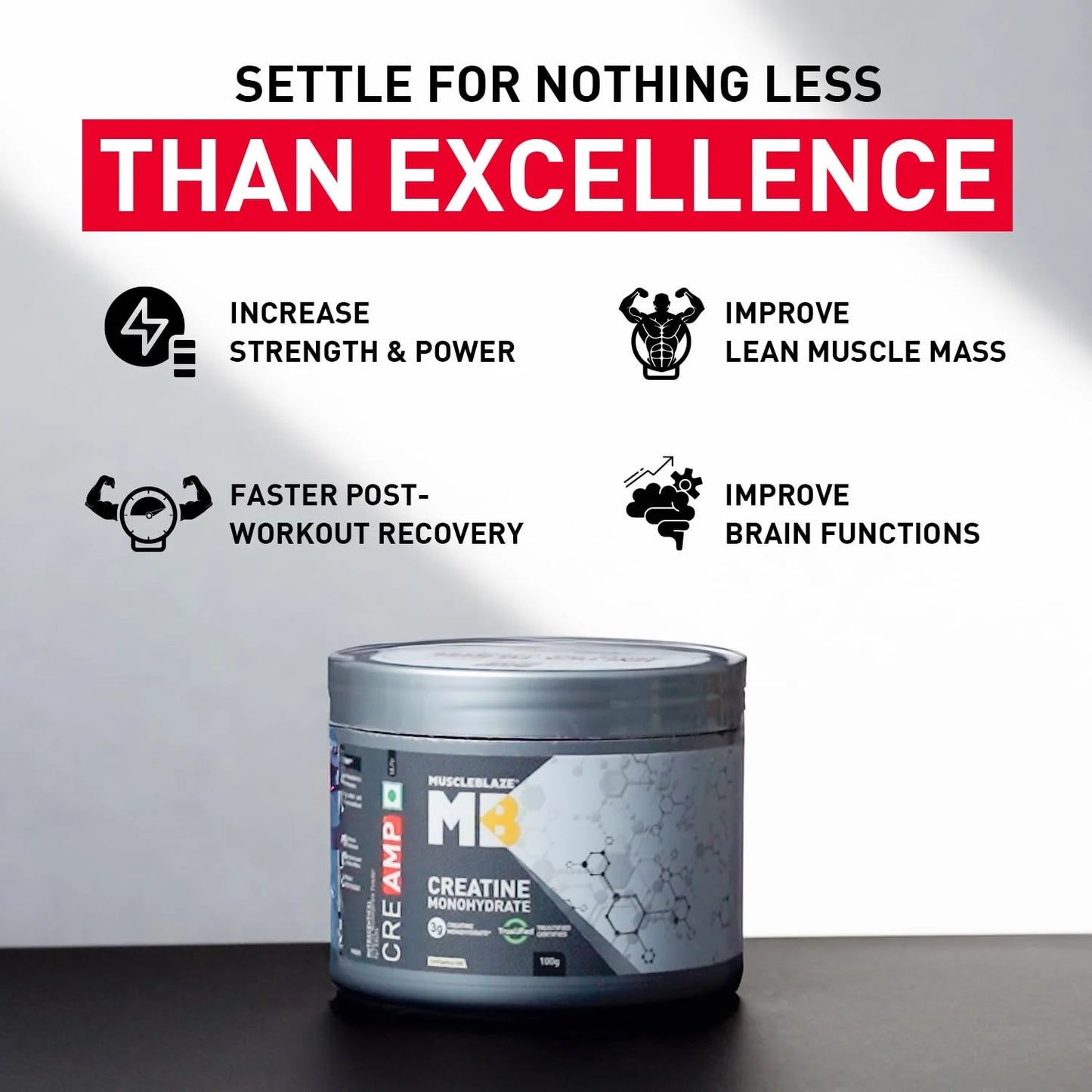 MuscleBlaze Creatine Monohydrate Cre AMP - 100 gm (0.22 Lb)