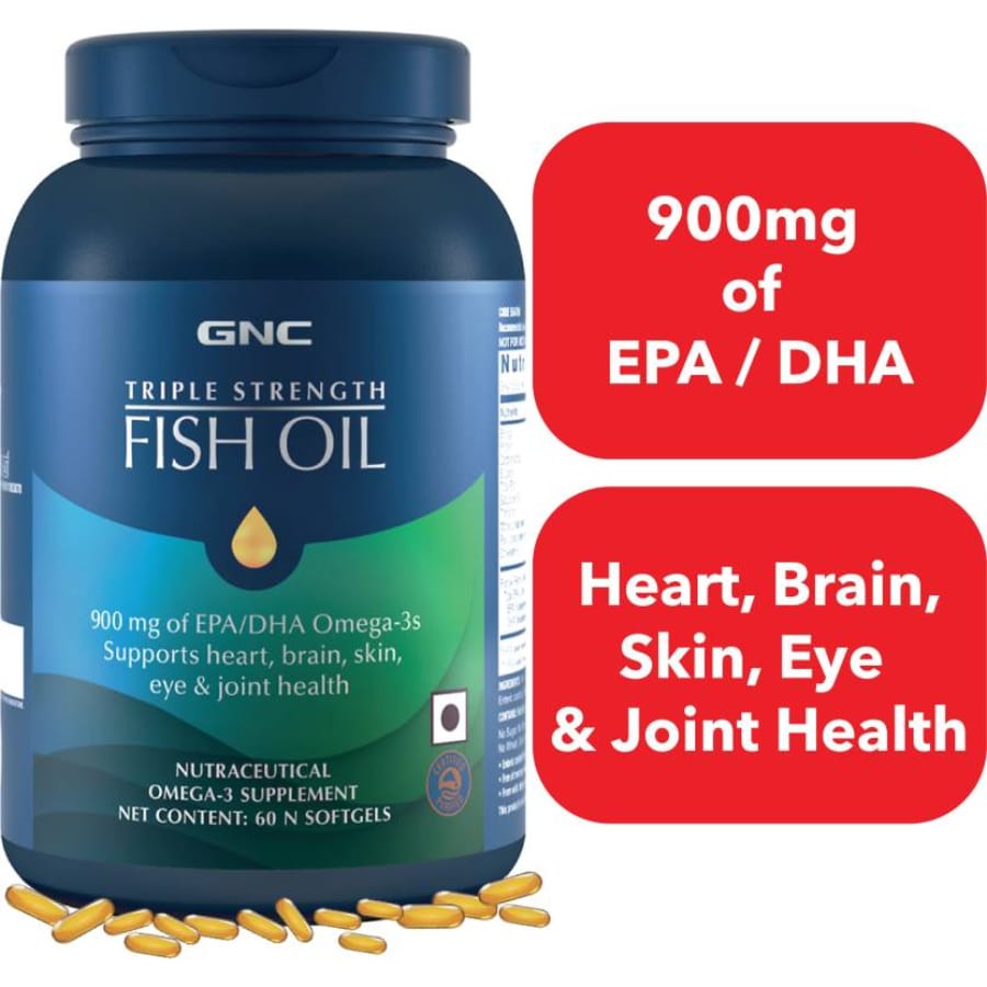 GNC Triple Strength Fish Oil Softgels - 60 Softgels